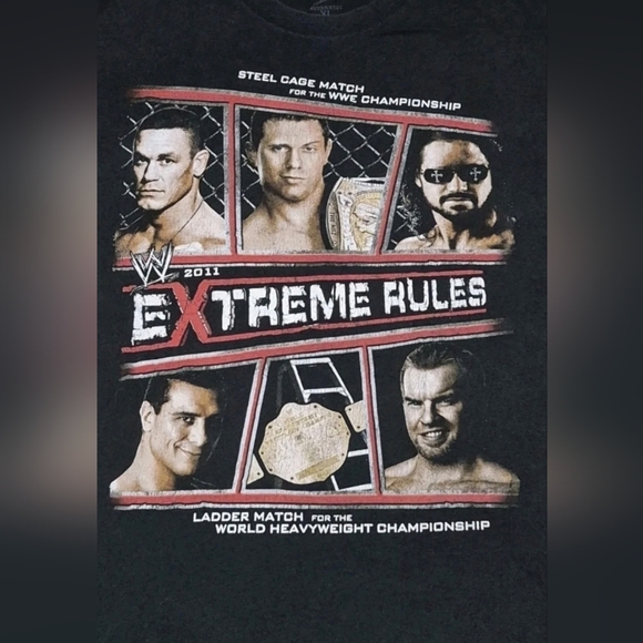 WWE Extreme Rules PPV Event T Shirt XL 2011 CM Punk WWF Wrestling Orton Cena - Picture 2 of 8